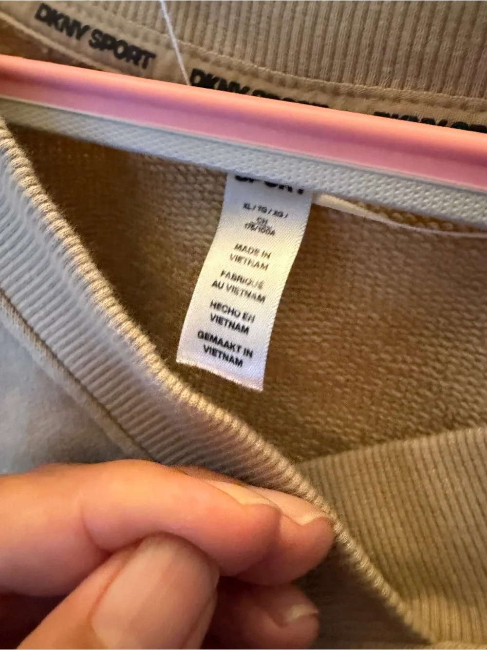 DKNY Beige V-Neck Sweatshirt
